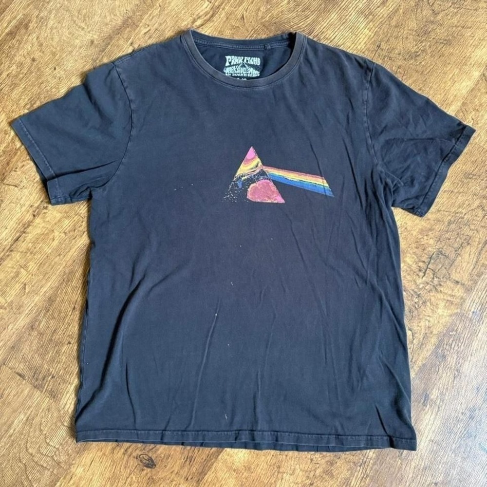 80. hella bleached faded black Pink Floyd‎ graphic t-shirt,
